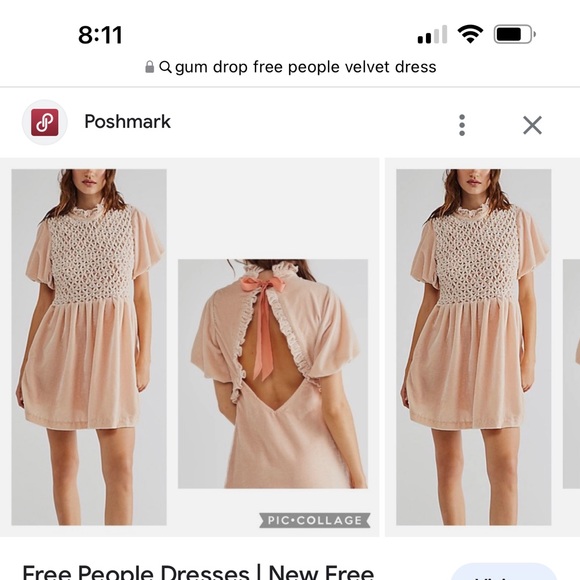 NEW Free People Gum Drop Velvet Mini Dress L Pink - Picture 3 of 5
